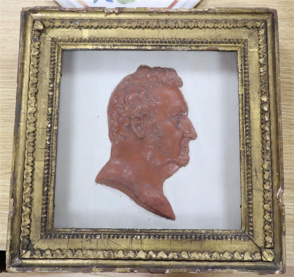 A framed wax profile of a gentleman, second quarter 19th century